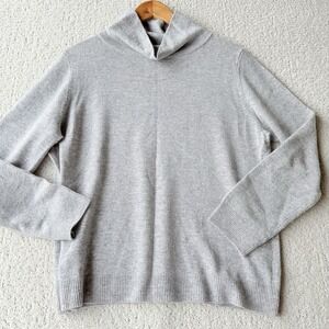 WoolOvers Merino Cashmere Womens Size L Turtleneck Sweater Light Gray